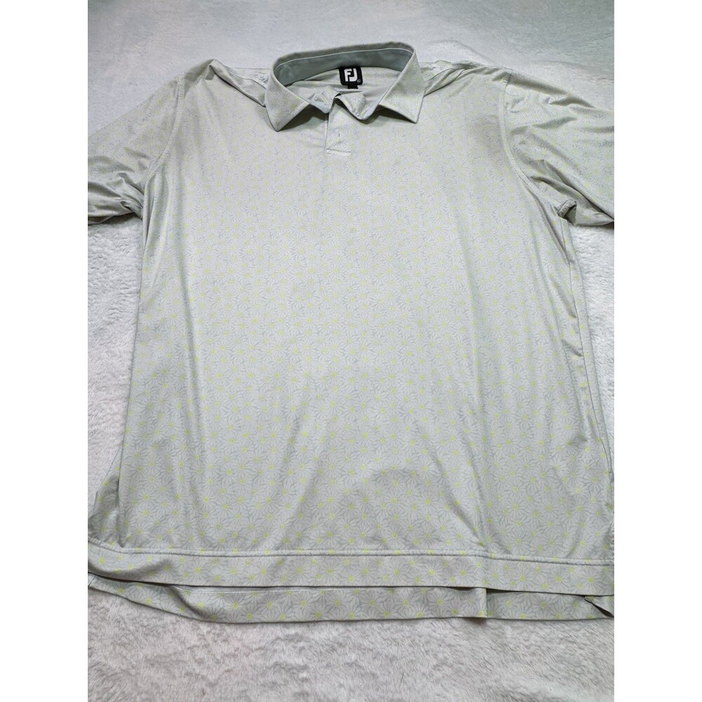 FootJoy Polo Shirt Mens Size Xl Performance Stretch Golf Floral Daisy AOP